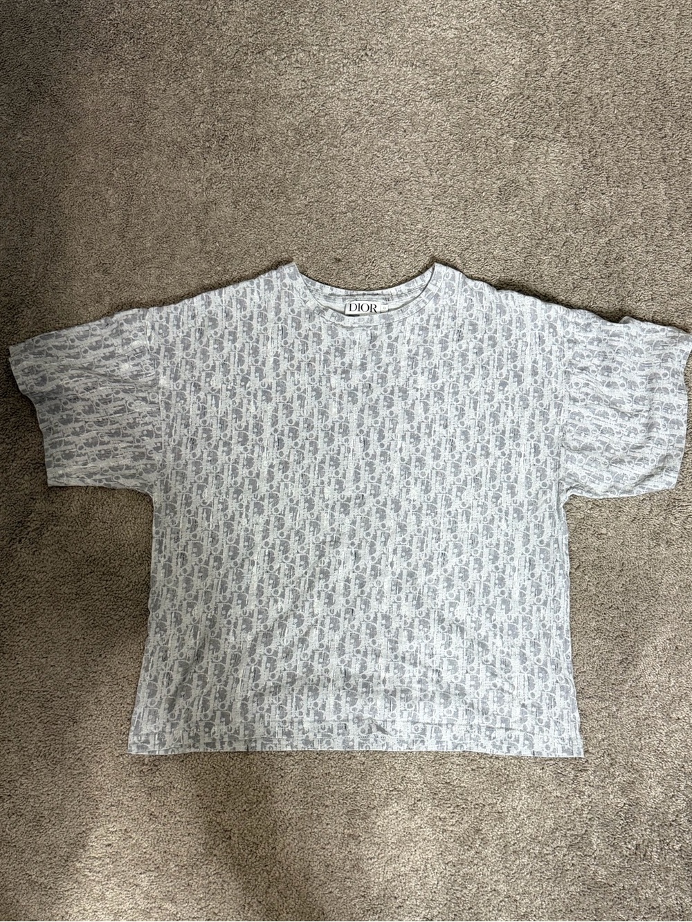 Dior Kids Gray All-Over Logo Short Sleeve Tee